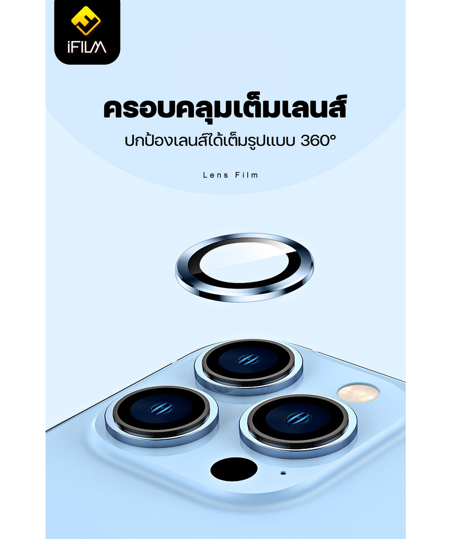 ifilm ฟิล์มกระจก เลนส์กล้อง วงสีๆ for iphone 12 / iphone 11 series ฟิล์มกันรอย เลนส์กล้อง film lens aluminum ring