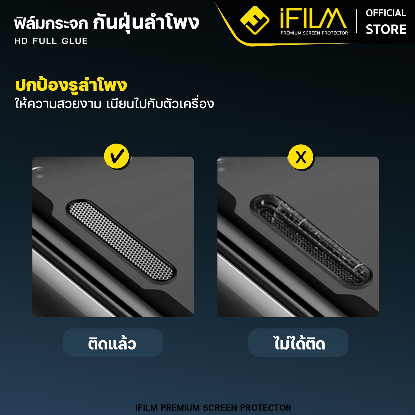 ifilm ฟิล์มกระจก เต็มจอใส hd + กันฝุ่นลำโพง for iphone series ฟิล์มกันรอย ปกป้อง หน้าจอ film hd screen