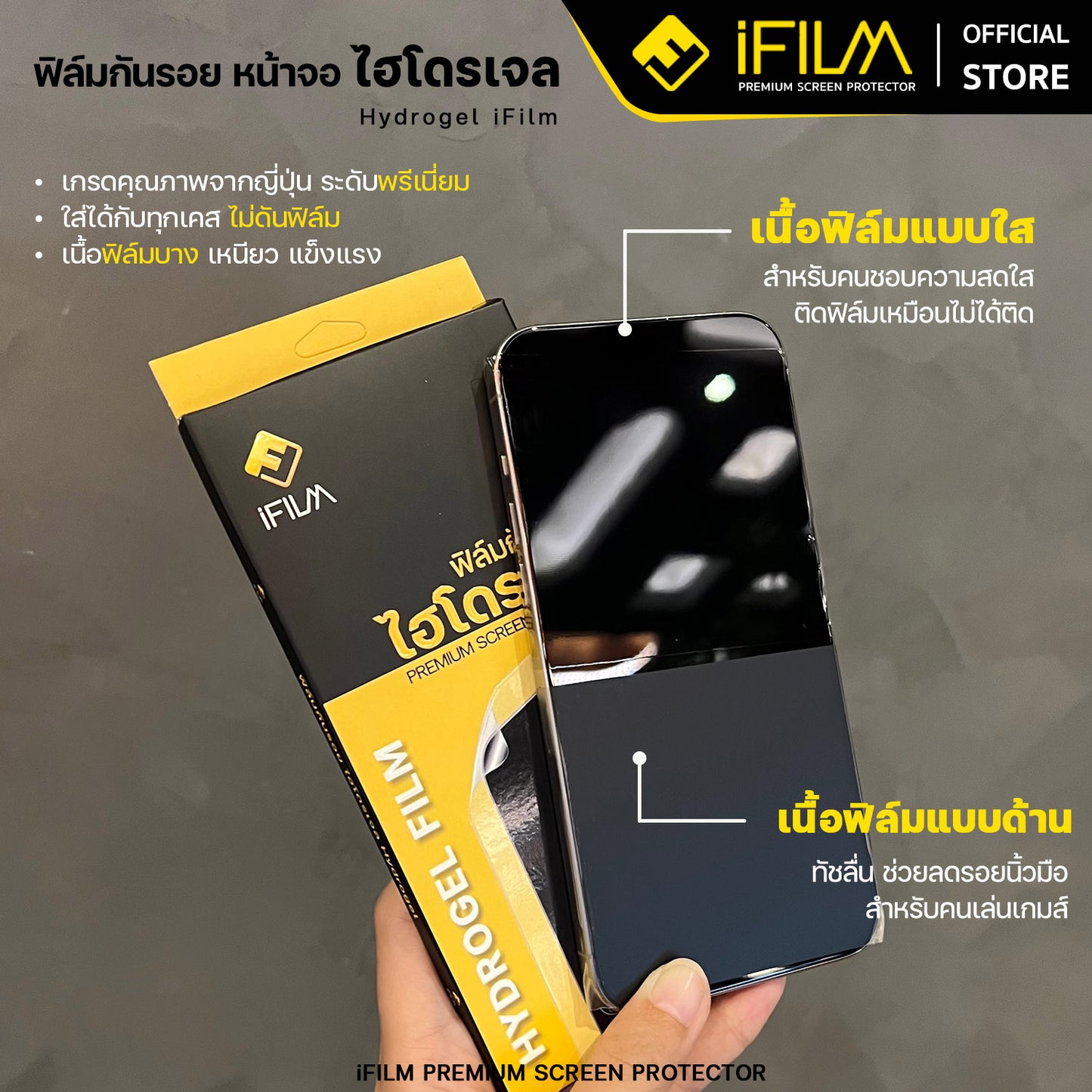 ifilm ฟิล์มหน้า ไฮโดรเจล ผิวใส / ผิวด้าน for iphone series film hydroge