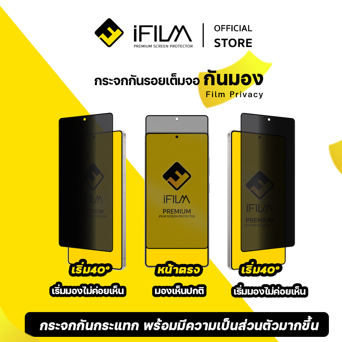 ifilm ฟิล์มกันมอง hd privacy for samsung zfold7 / zfold6 / zflip7 / zflip6 series 9h ฟิล์มกันเสือก privacy ฟิล์มกันรอย หน้าจอ ฟิล์มส่วนตัว