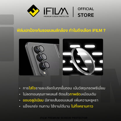 iFilm ฟิล์มกระจก เลนส์กล้อง วงสีๆ For Samsung ZFold7 / ZFold6 / ZFlip7 / ZFlip6 Series ฟิล์มกันรอย เลนส์กล้อง Film Lens Aluminum Ring