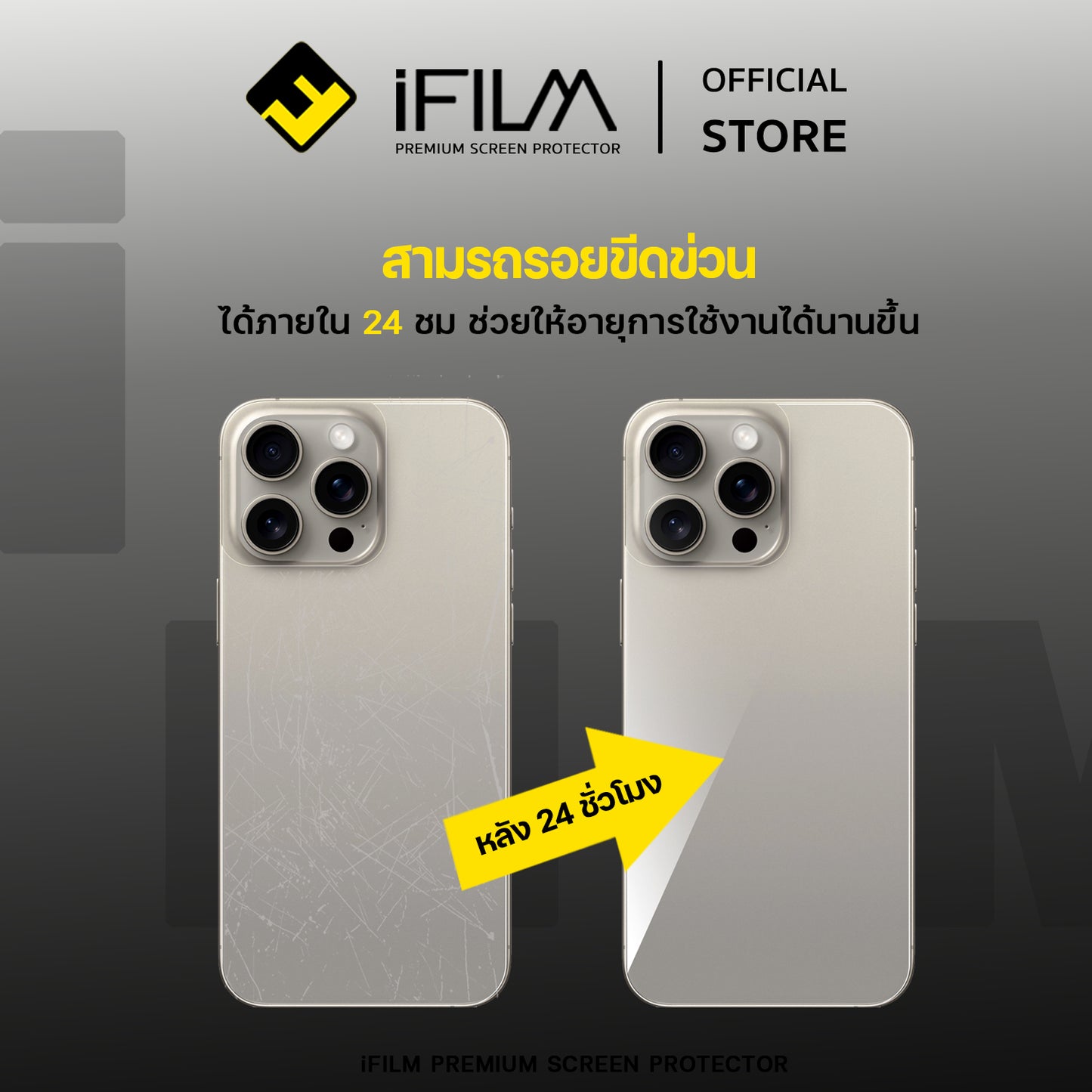 ifilm ฟิล์มหลัง ไฮโดรเจล ผิวใส / ผิวด้าน for iphone series film hydroge