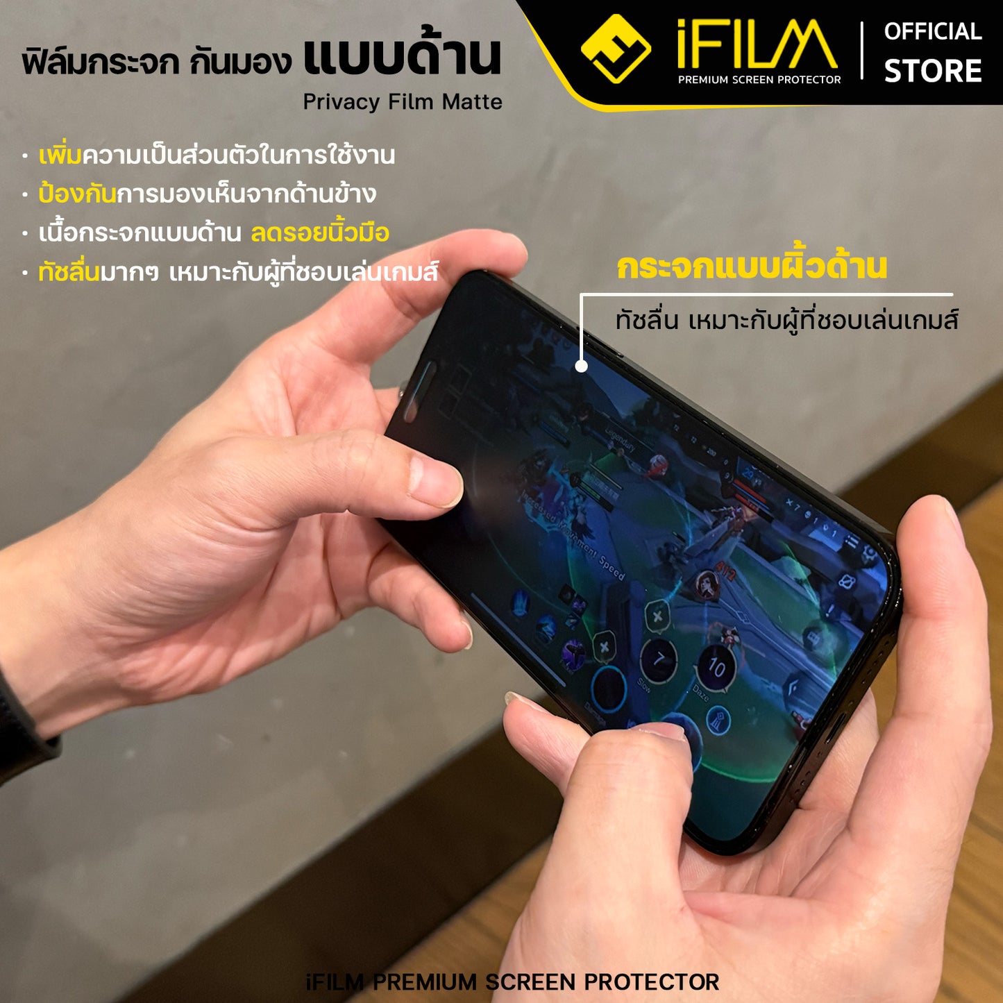 ifilm ฟิล์มกันมอง + 360 องศา + ผิวด้าน matte ag privacy for iphone series 9h ฟิล์มกันเสือก privacy 360 ฟิล์มกันรอย หน้าจอ ฟิล์มส่วนตัว